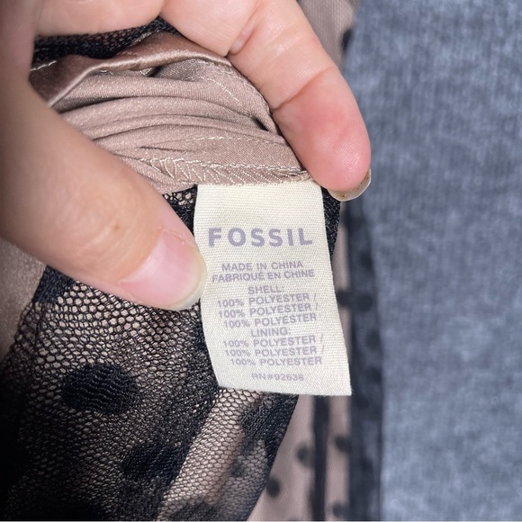 Fossil Women’s Medium Polka Dot Black Champagne Cocktail Dark Fairy Mini Dress - Picture 10 of 11